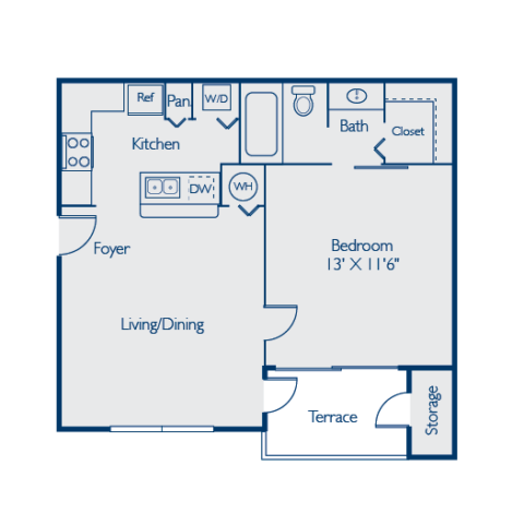 A1 Floor plan 650 square feet