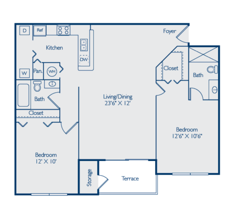 B2 Floor plan 1,150 square feet