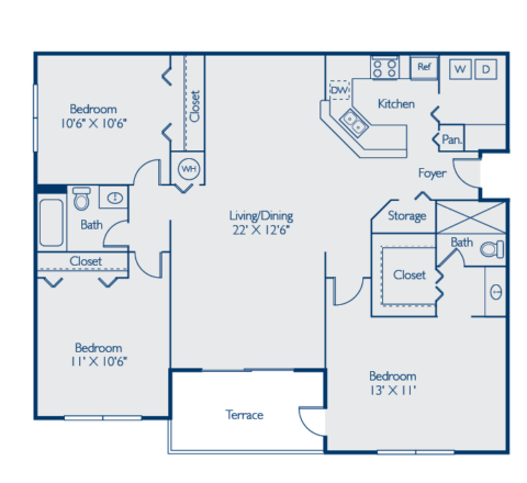 C2B Floor plan 1,450 square feet